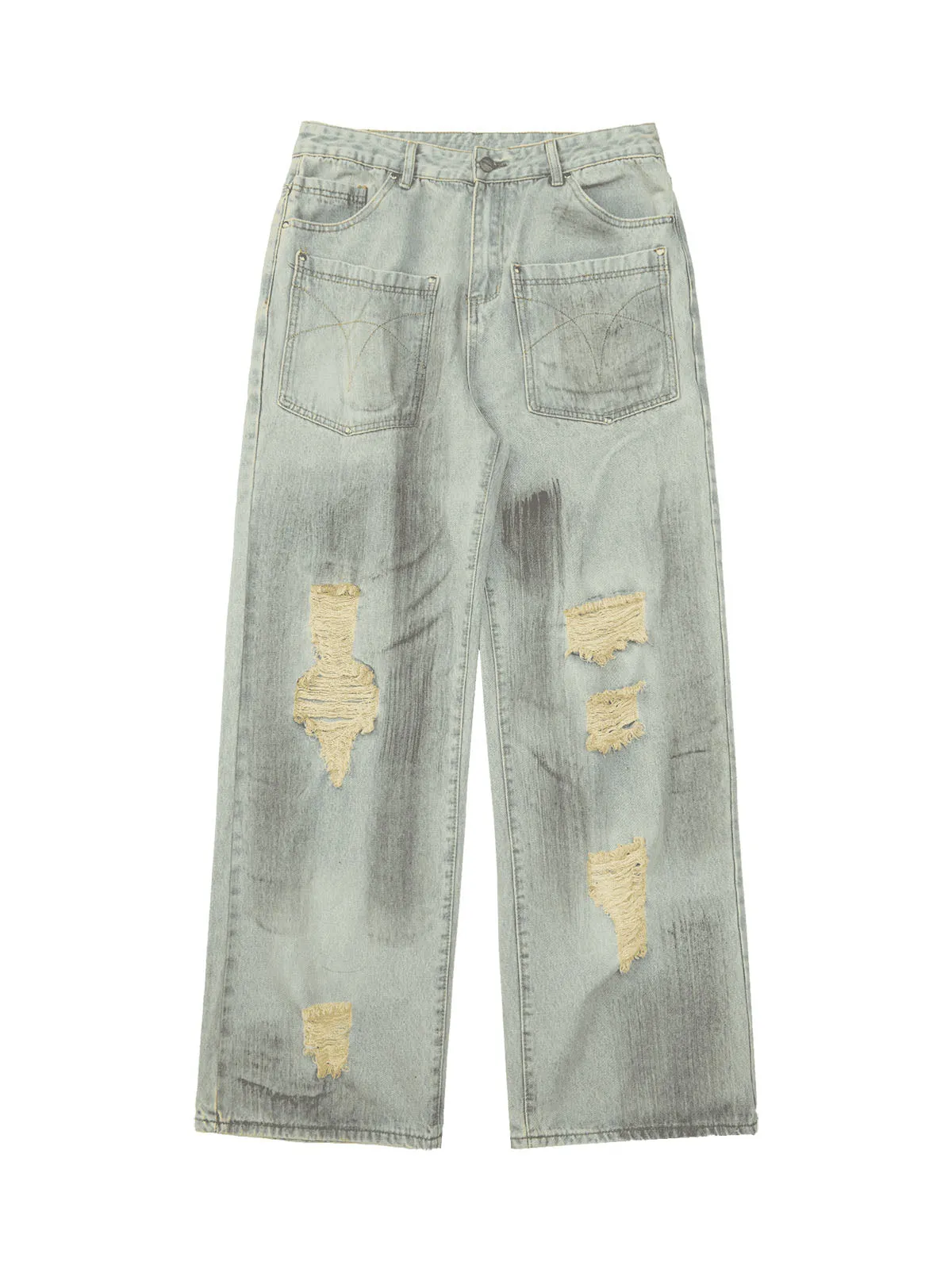 1984 Retro Washed Reverse Design Hip-Hop Jeans