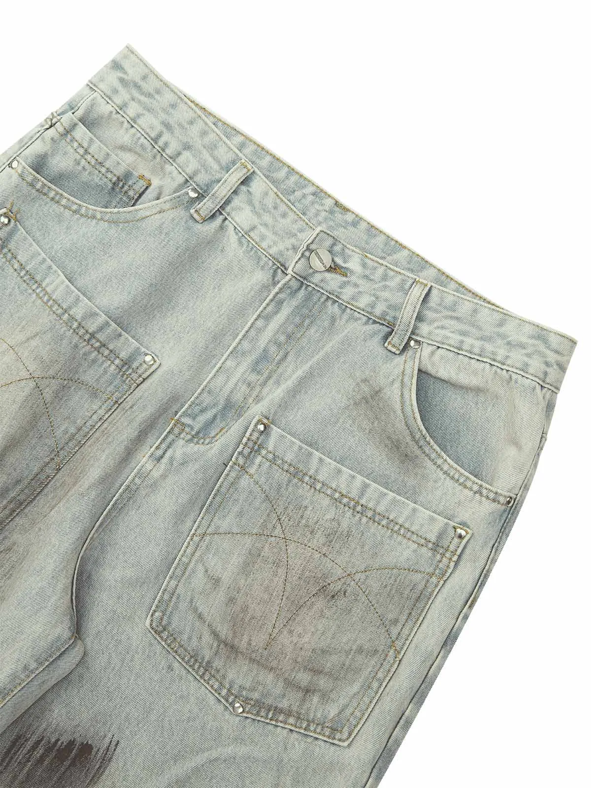 1984 Retro Washed Reverse Design Hip-Hop Jeans