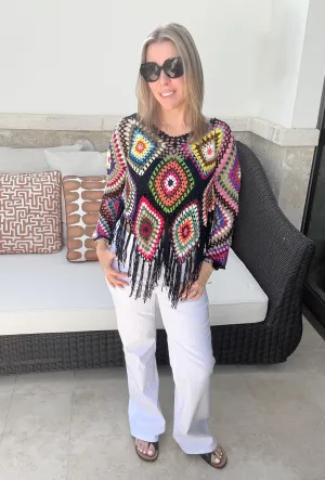 2 Colors - Boho Crochet Knit Fringe Bottom Tops - Blakeley