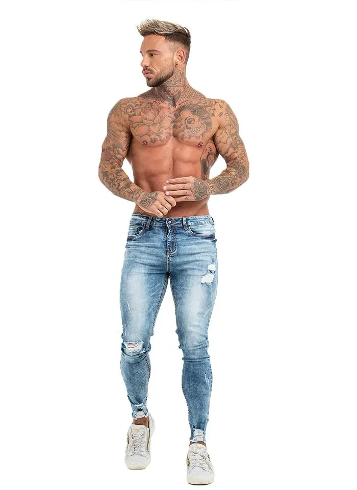 3763 Stonewashed Retro Blue Skinny Stretch Jeans