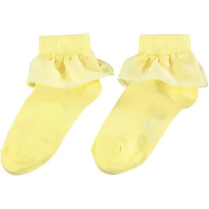 A DEE - Josie Tulle Frill Ankle Sock - Lemon