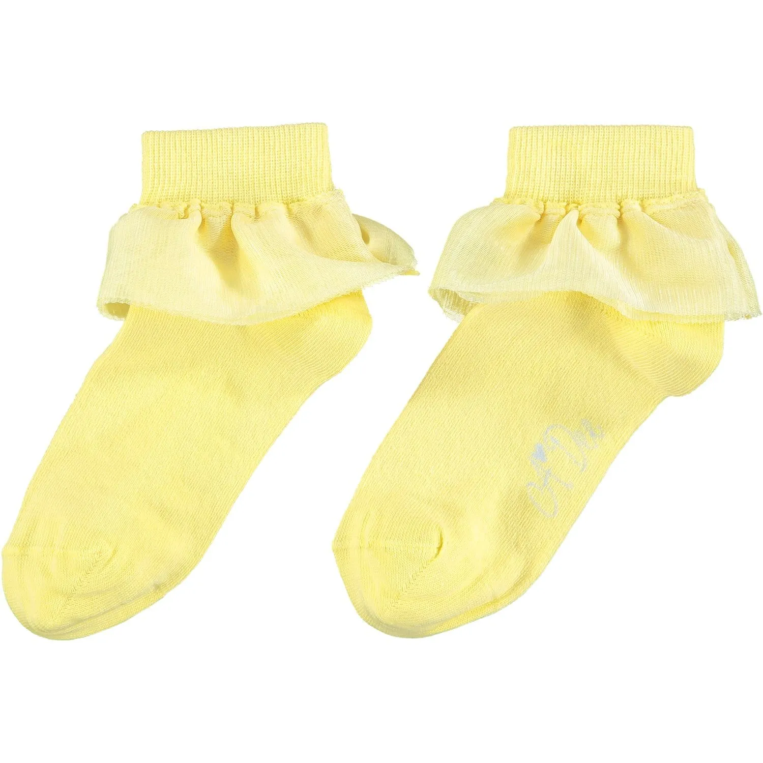 A DEE - Josie Tulle Frill Ankle Sock - Lemon