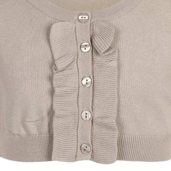 BABY GIRLS BEIGE  RUFFLED SHORT SLEEVED BUTTON UP BOLERO