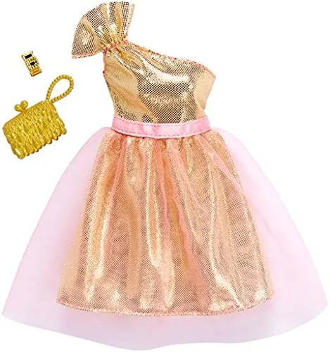 Barbie Fashions Complete Look Gold Gown with Pink Tulle Set