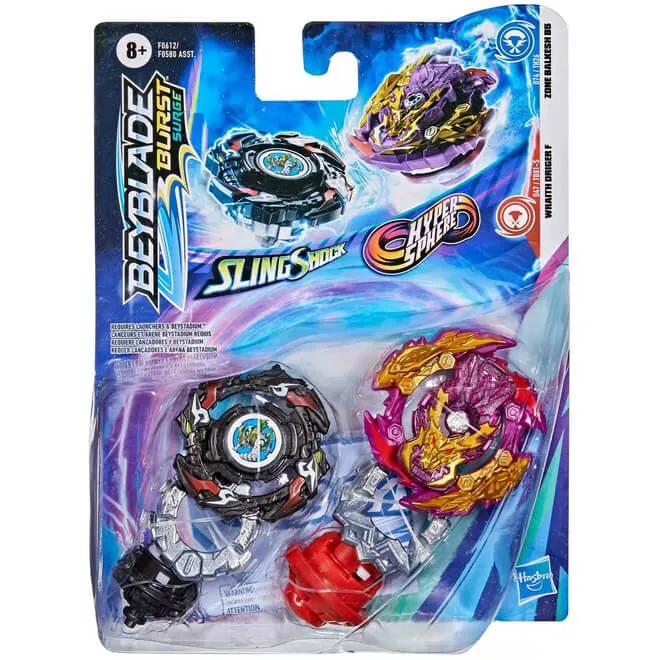 Beyblade Burst Surge Dual Collection Pack Hypersphere Zone Balkesh B5 and Slingshock Wraith Driger F Battling Game Tops