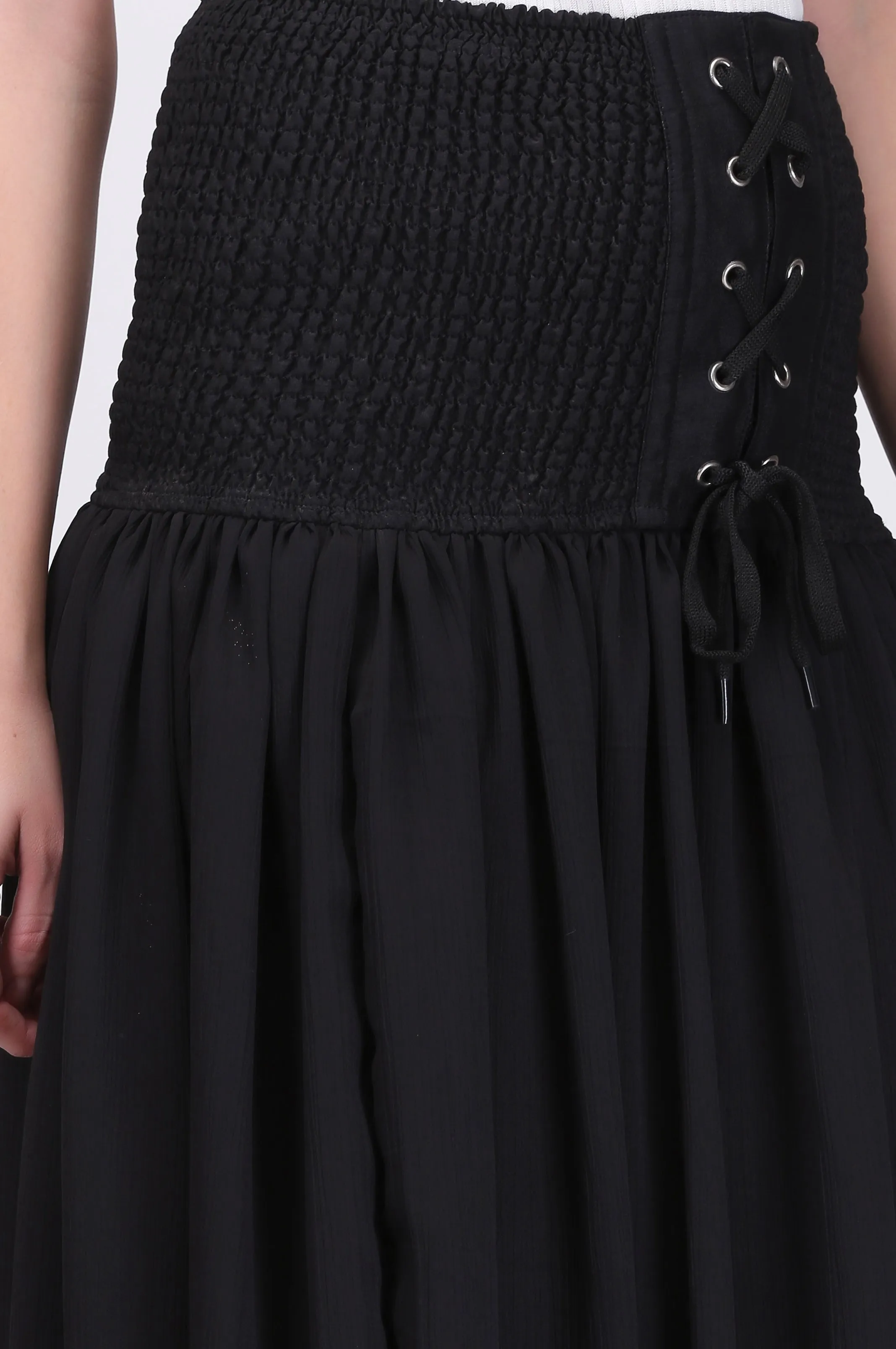 black chiffon long skirt