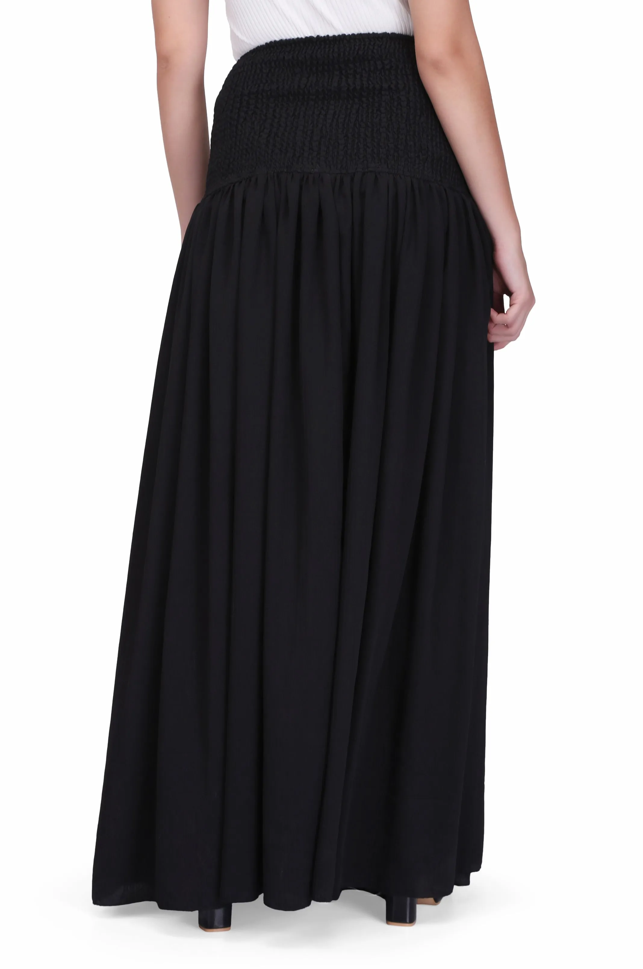 black chiffon long skirt