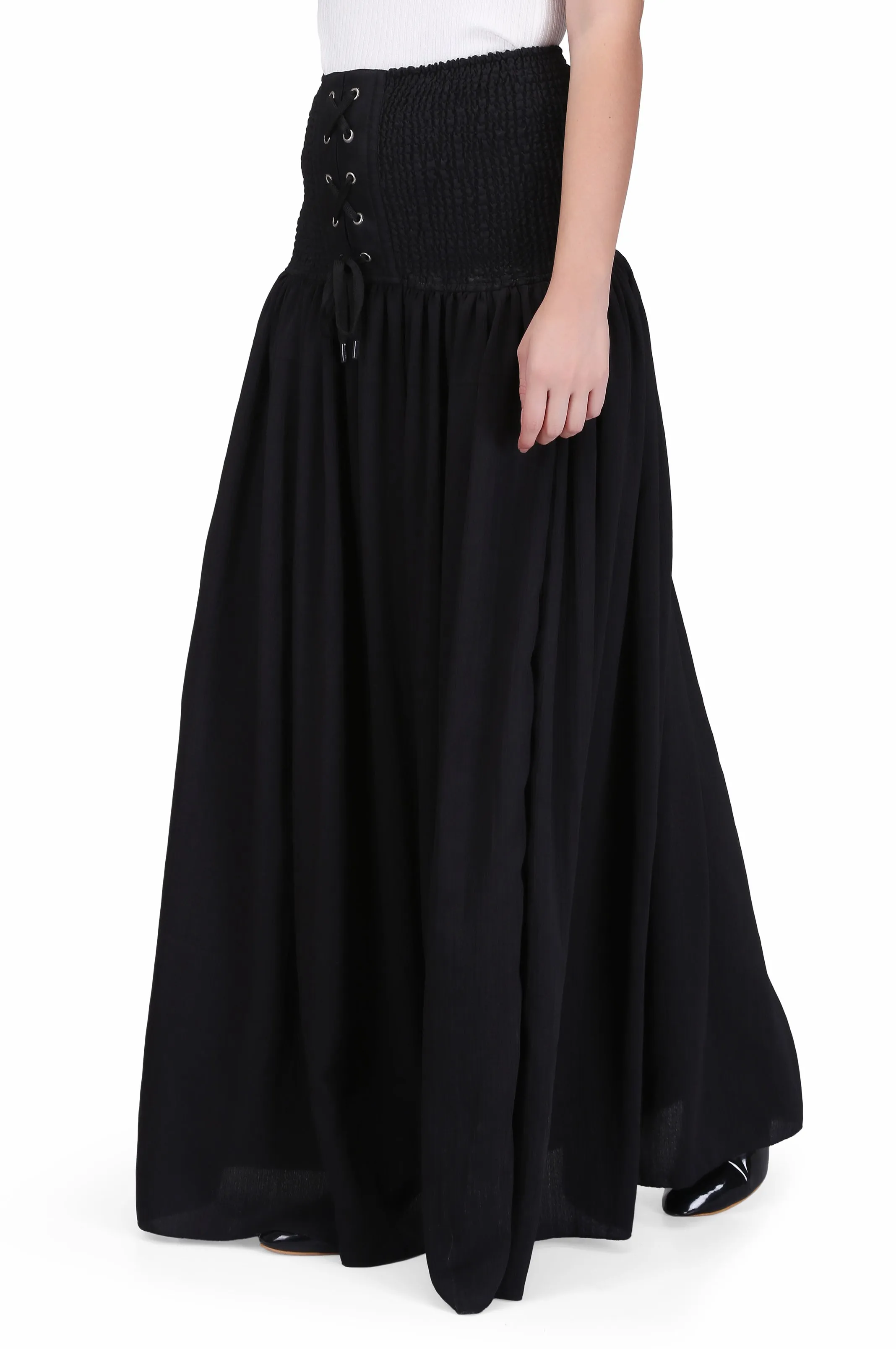 black chiffon long skirt