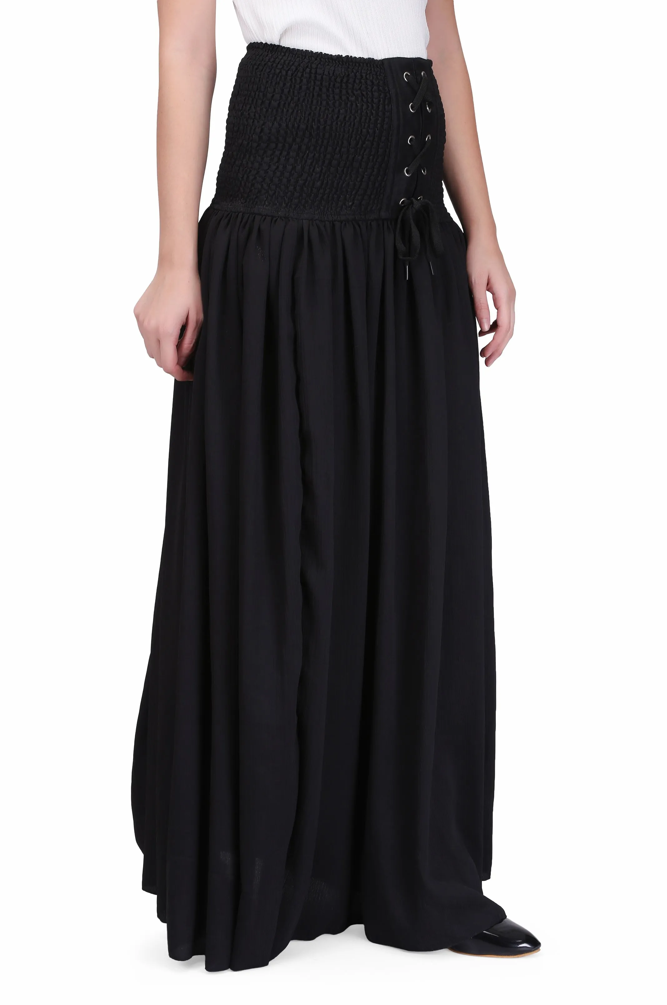 black chiffon long skirt