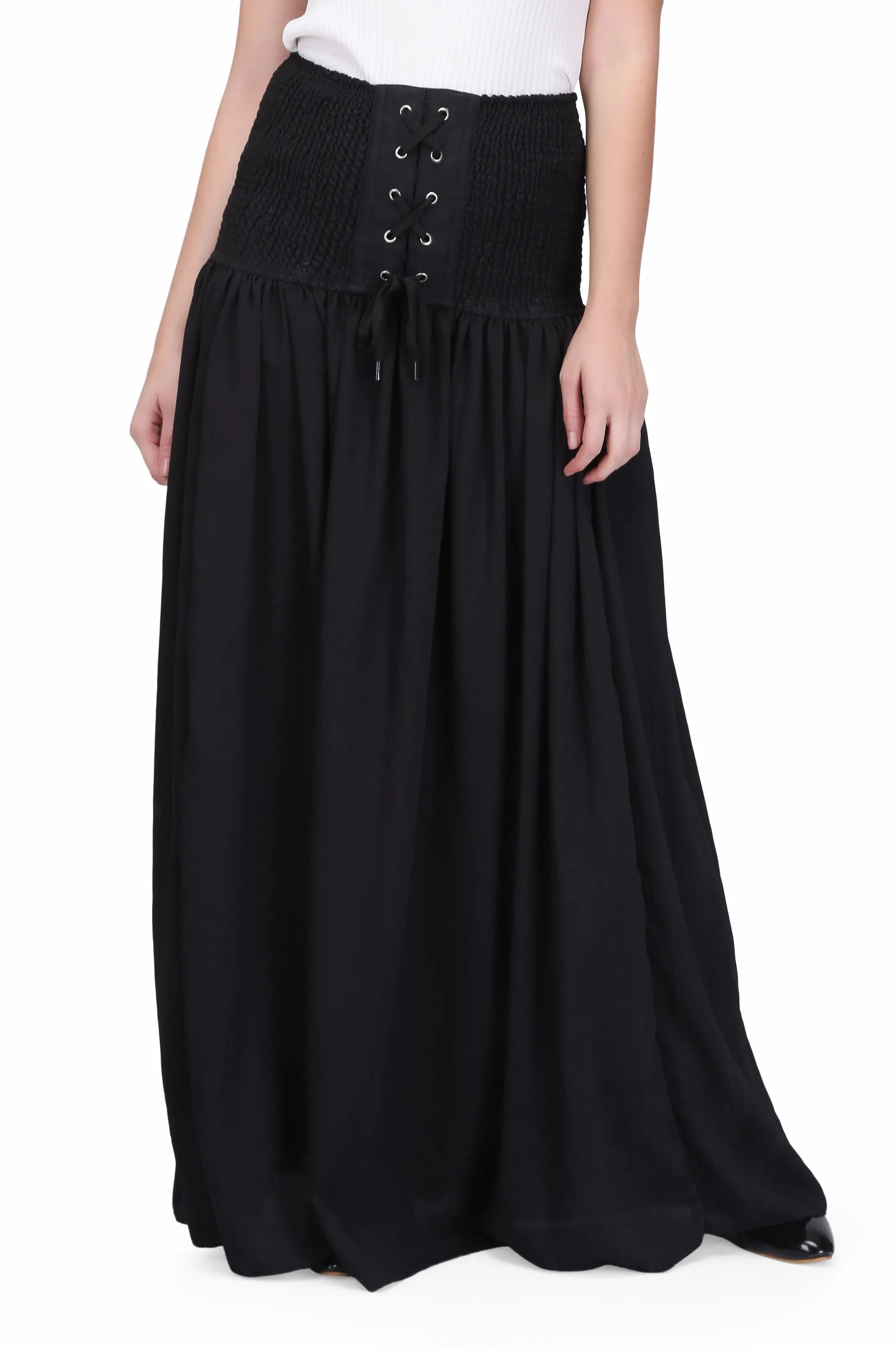 black chiffon long skirt