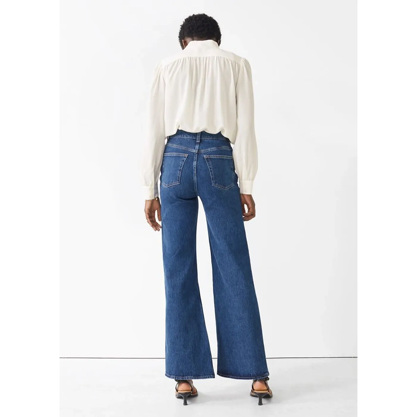 Blue Wide Leg Cropped Jeans