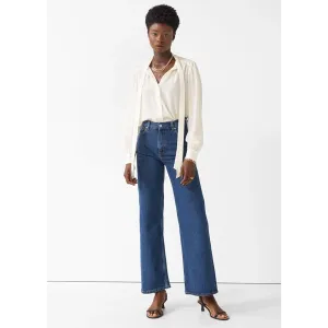 Blue Wide Leg Cropped Jeans