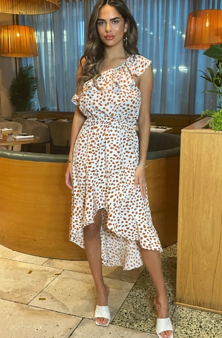 Bree Cream and Tan Print Dress