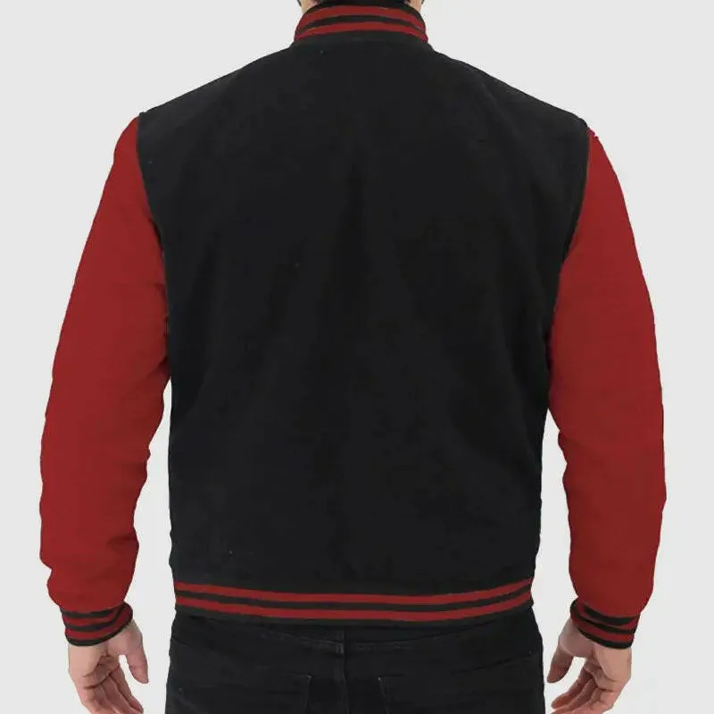 Buy Best Sales Baseball Style Maroon and Black Varsity Jacket For Mens