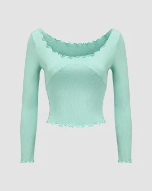 Claymire Lettuce Hem Ribbed Top