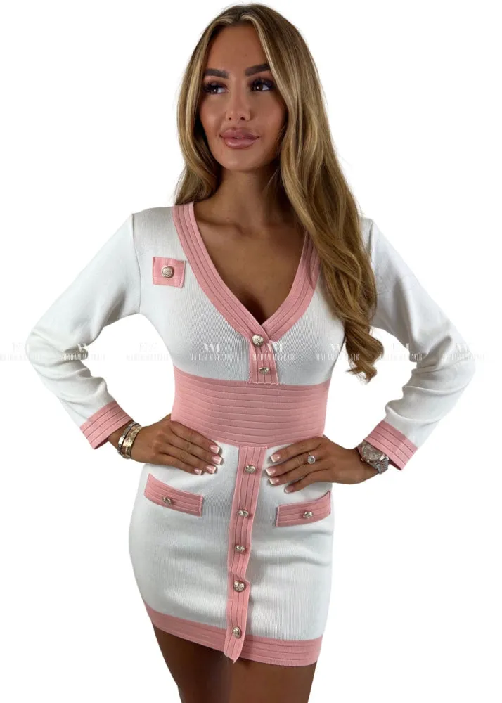 Coco Pink & White Bodycon Dress