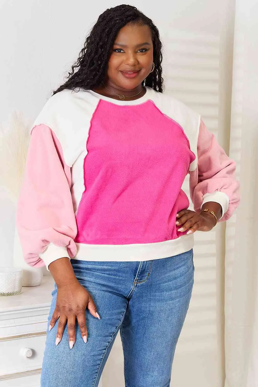 Color Block Dropped Shoulder Sweatshirt