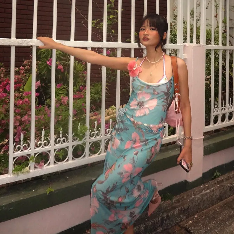 Dyana Mesh Floral Maxi Dress