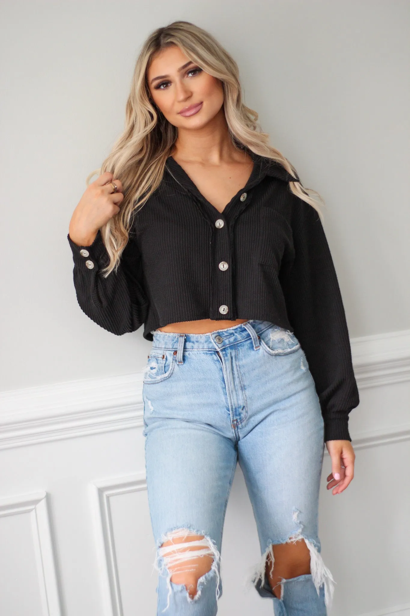 Effortless Looks Cropped Button Up Shirt