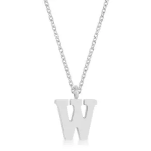 Elaina Rhodium Stainless Steel W Initial Necklace