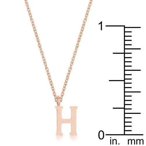 Elaina Rose Gold Stainless Steel H Initial Necklace