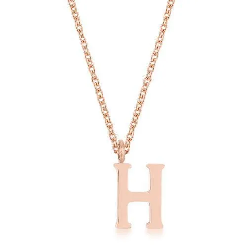 Elaina Rose Gold Stainless Steel H Initial Necklace