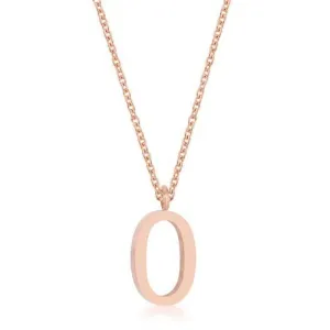 Elaina Rose Gold Stainless Steel O Initial Necklace