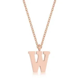 Elaina Rose Gold Stainless Steel W Initial Necklace