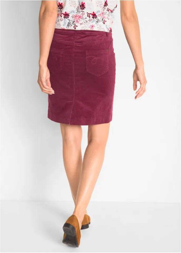 Elastic corduroy skirt Bpc Bonprix Collection, red