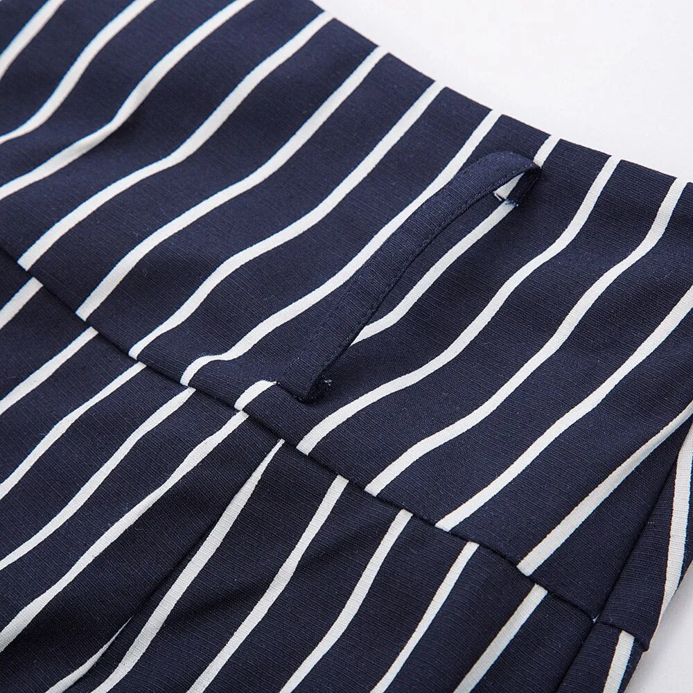 Elegant High Waist Belt Design Bodycon Pinstripe Pencil Skirts For Women