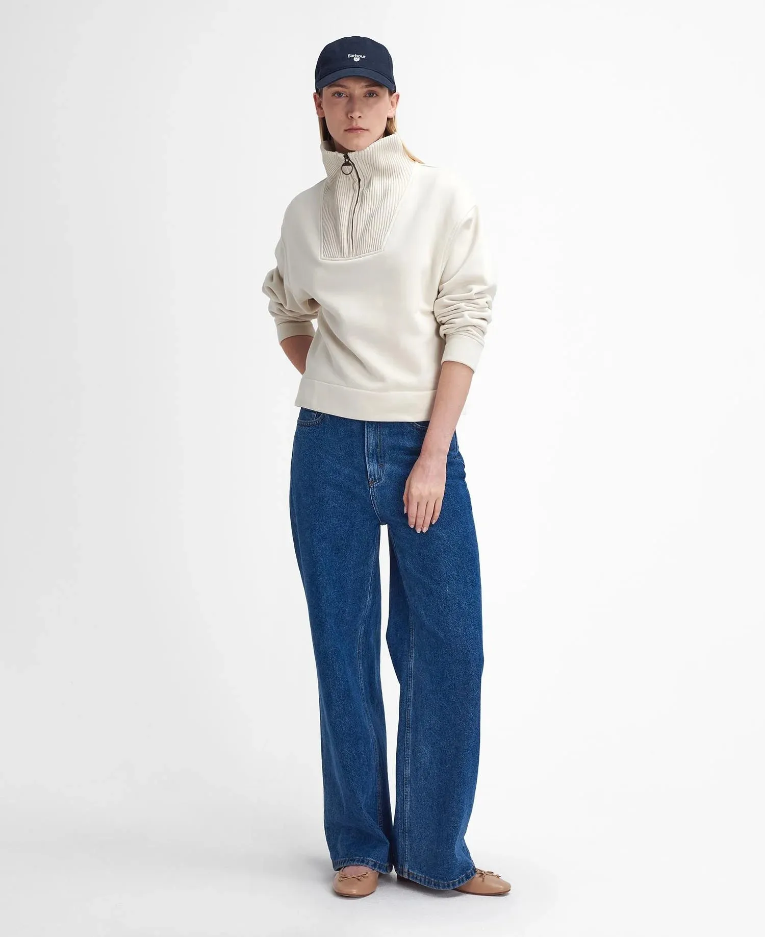 Fleur Half-Zip Sweatshirt - Ecru