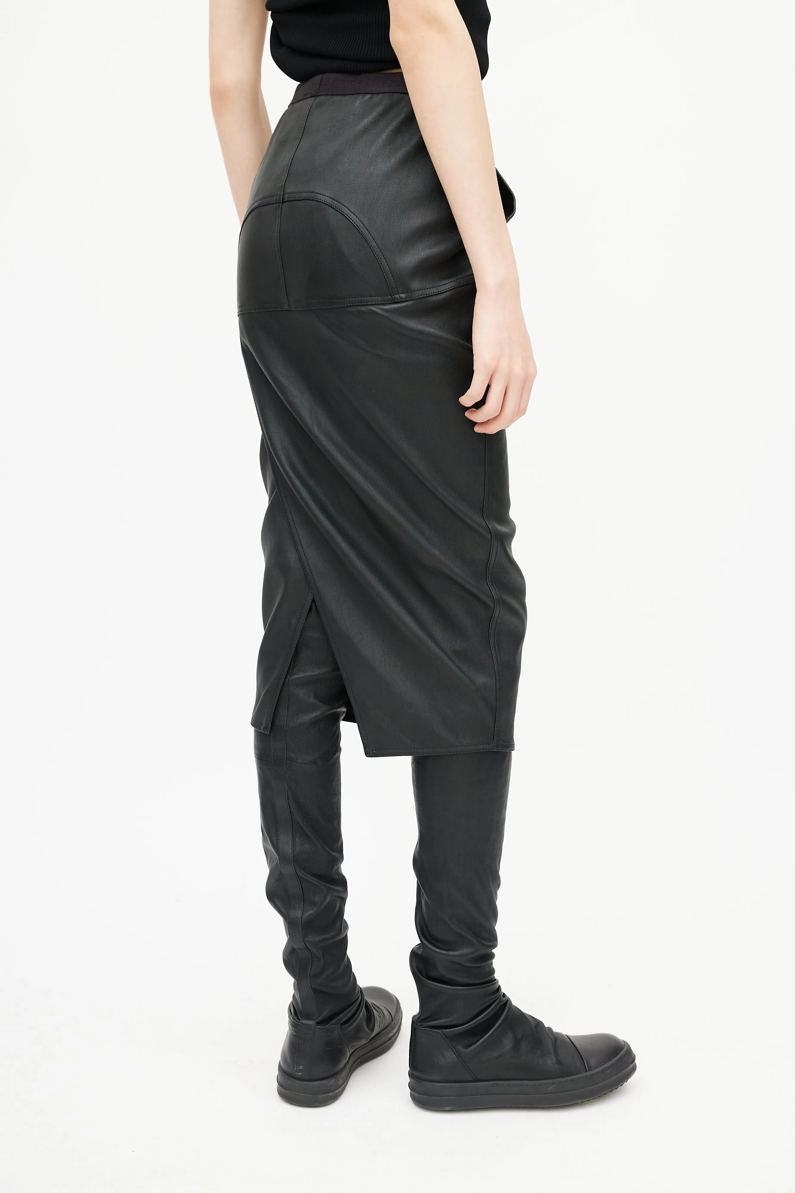 FW 2021 Black Leather Pencil Skirt