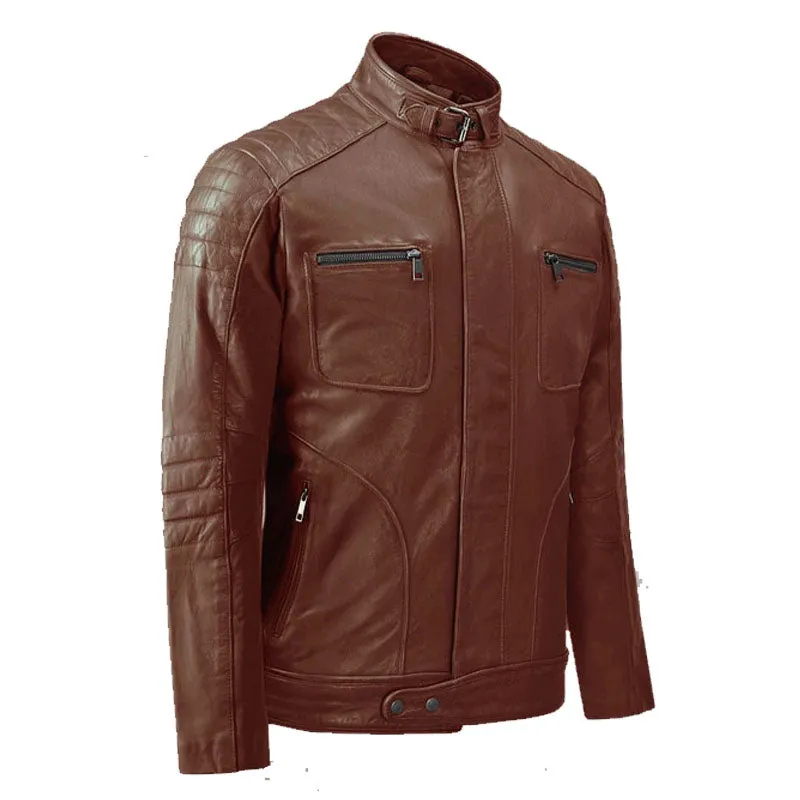 Genuine Style Best Looking Firefly Moto Tan Biker Fashion Leather Jacket