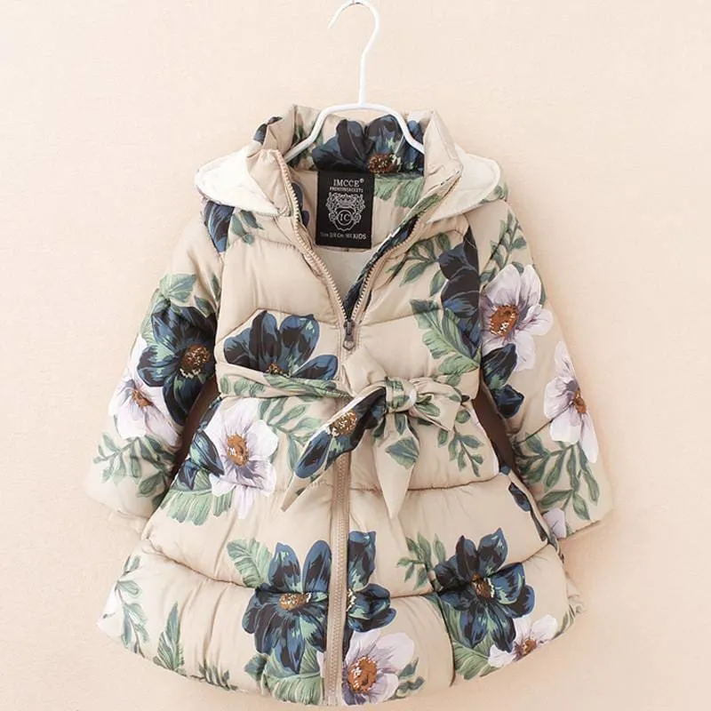 Girl's Winter Floral Printed Jackets