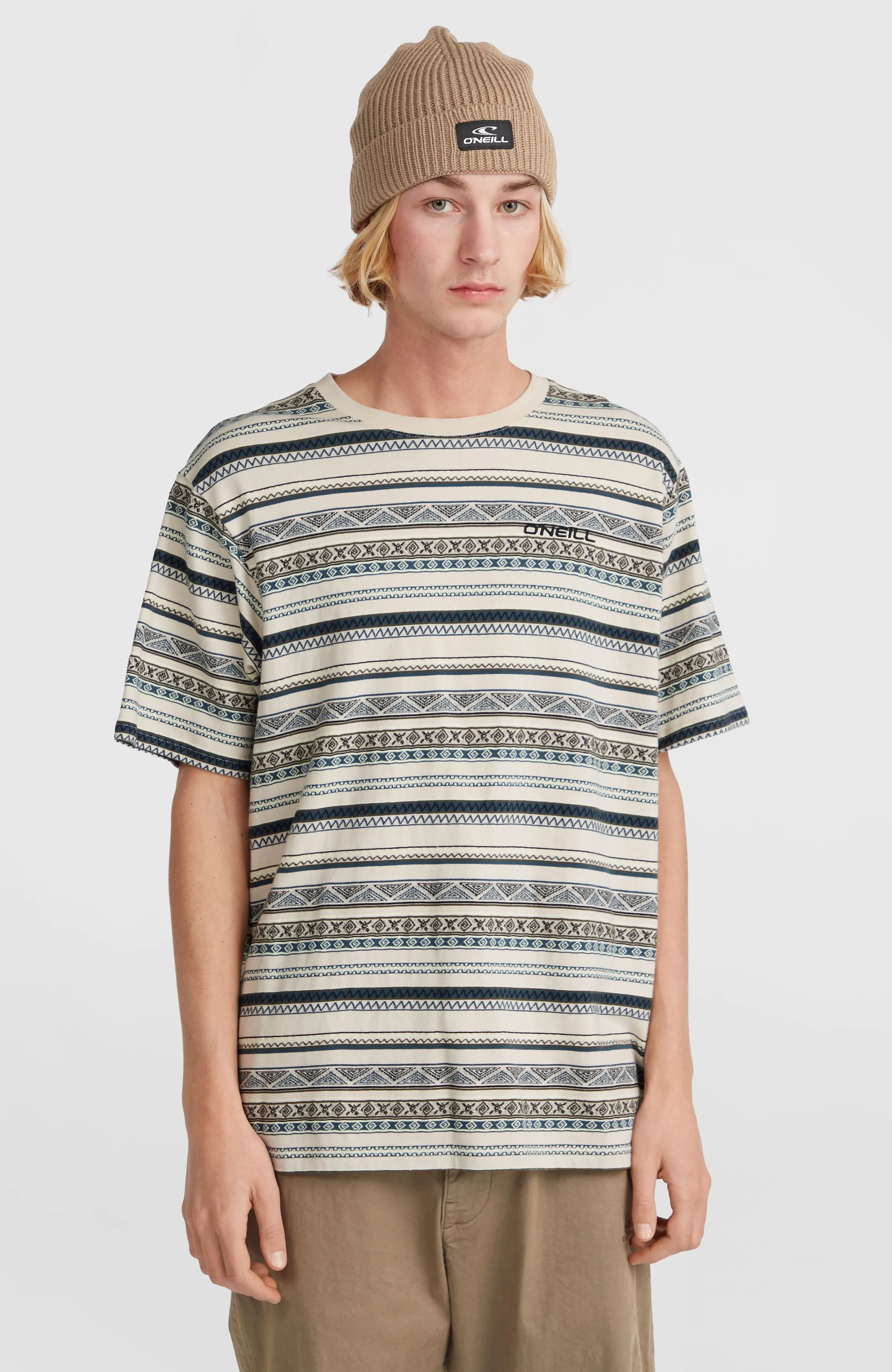 Ikat Jacquard T-Shirt | Grey Ikat Stripe