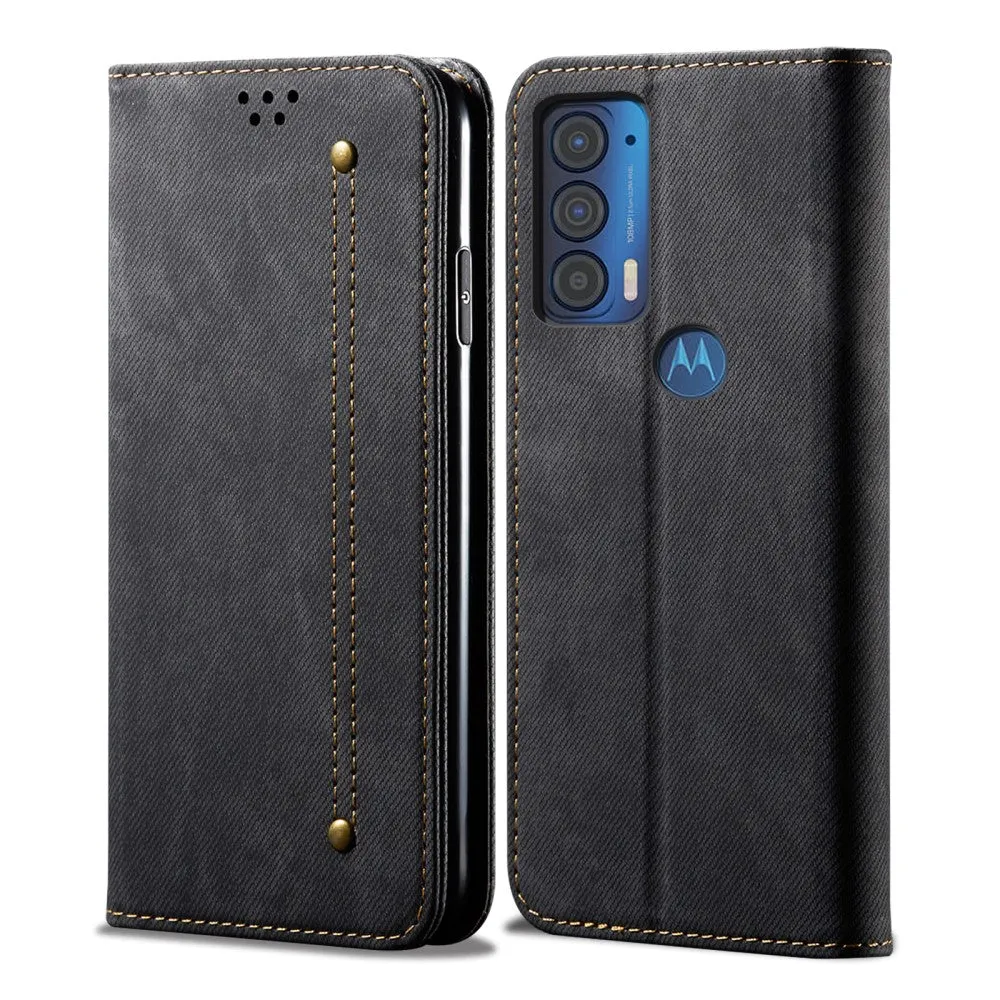 Jeans Motorola Edge (2021) Flip case - Black