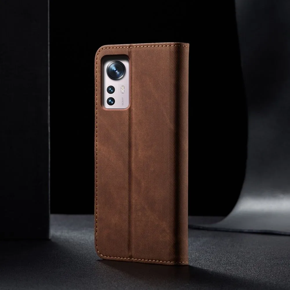 Jeans Xiaomi 12 Pro Flip case - Coffee