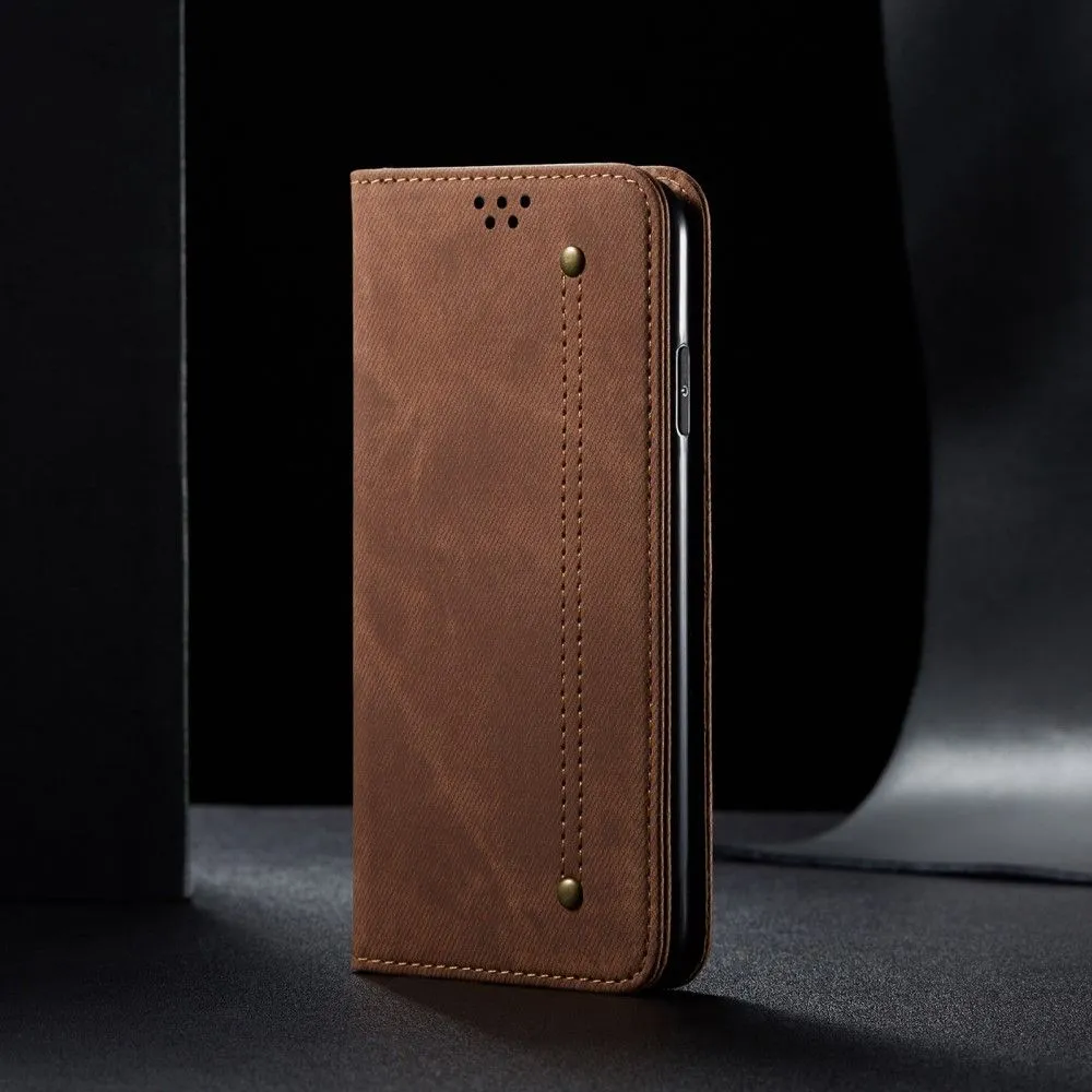 Jeans Xiaomi 12 Pro Flip case - Coffee