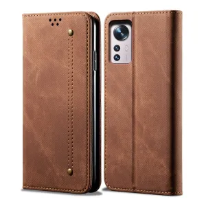 Jeans Xiaomi 12 Pro Flip case - Coffee