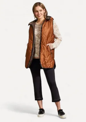 Khloe Reversible Hooded Puffer Vest - Walnut