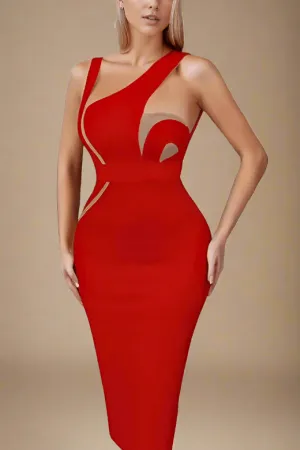 Kylie Bodycon Midi Dress - Lipstick Red