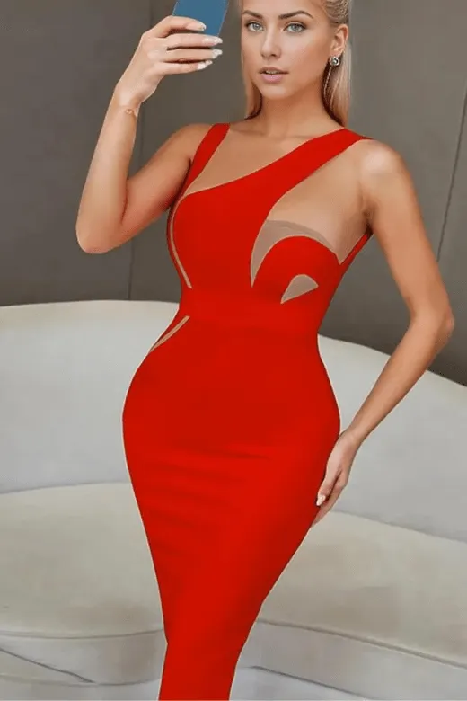 Kylie Bodycon Midi Dress - Lipstick Red