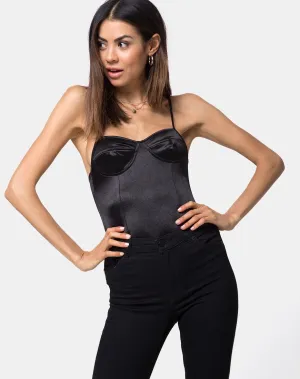 Lalani Bodice in Satin Spandex Black