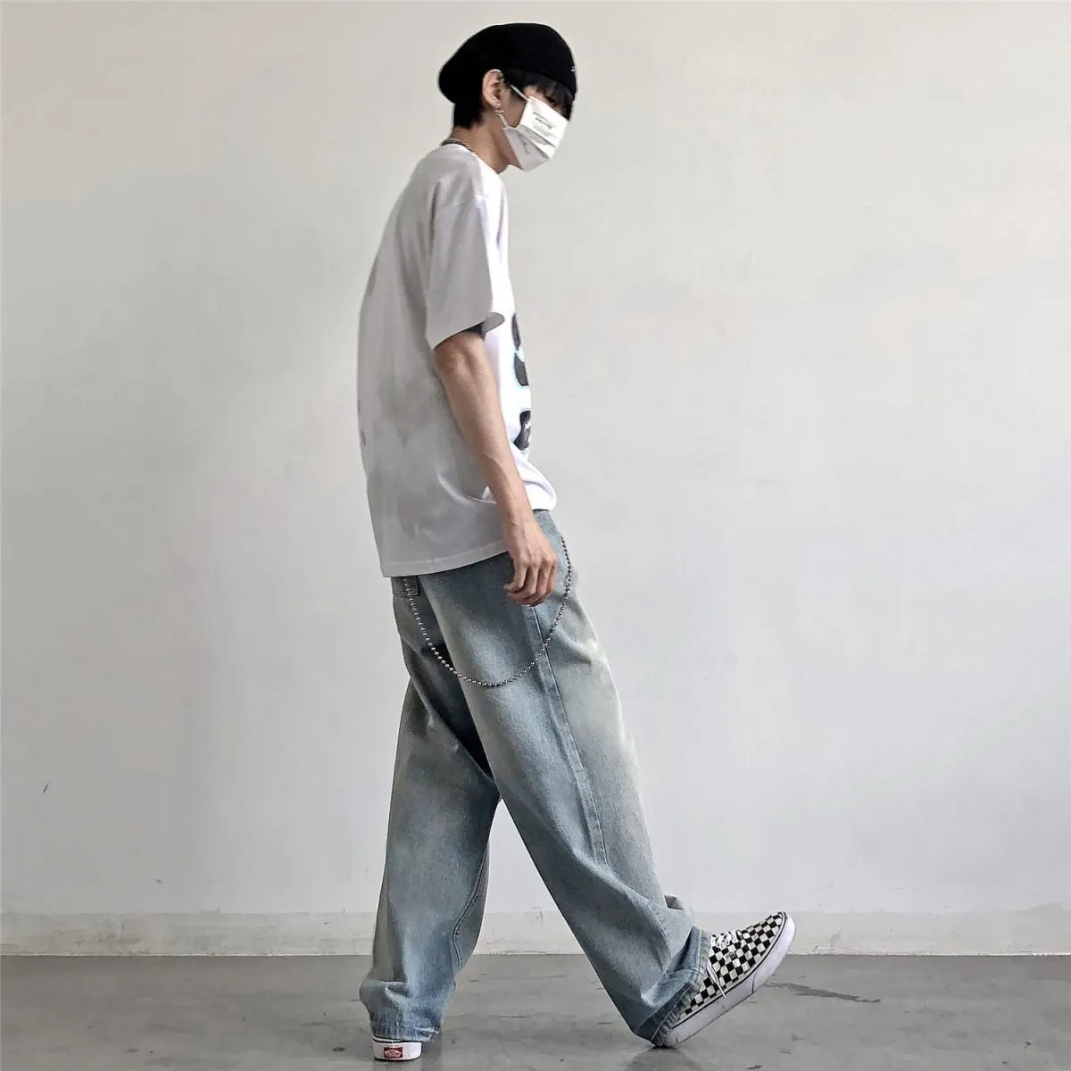 Loose Jeans Mens Floor Dragging Trousers