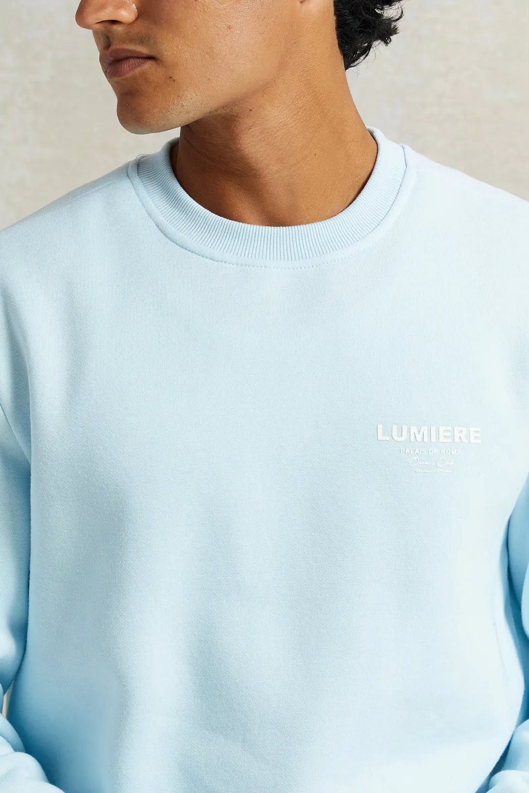 Men Blue Crew Neck Sweatshirt