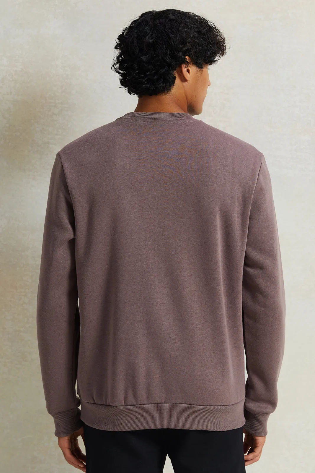 Men Pink Crew Neck Sweatshirt