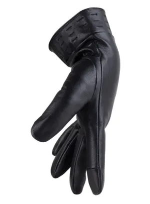 Men Waterproof Leather Gloves - Black