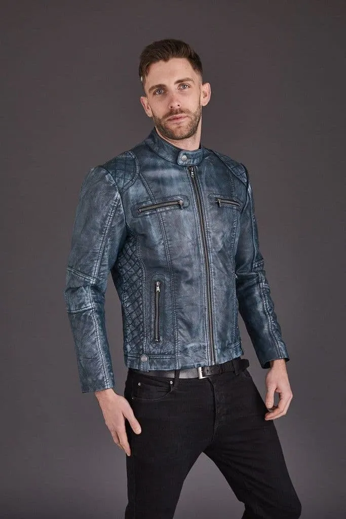 Men's Quilted Vintage Biker Style Premium Leather Jacket