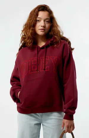 Obey CROSS STITCH COLLEGIATE HOOD - WINE