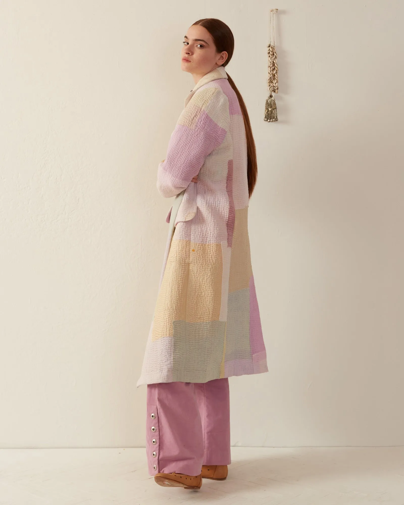 Officer Pastel Patchwork Kantha Coat